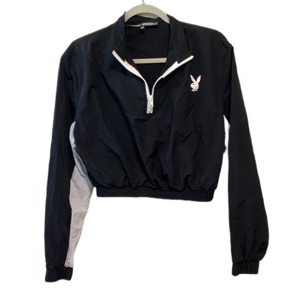 Missguided Jackets & Blazers - Missguided Playboy Cropped Windbreaker Jacket